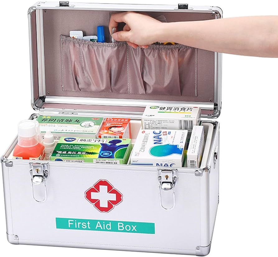 Amazon.co.jp: 救急箱 薬箱 医薬品貯蔵ボックス 大容量 2層 救急箱