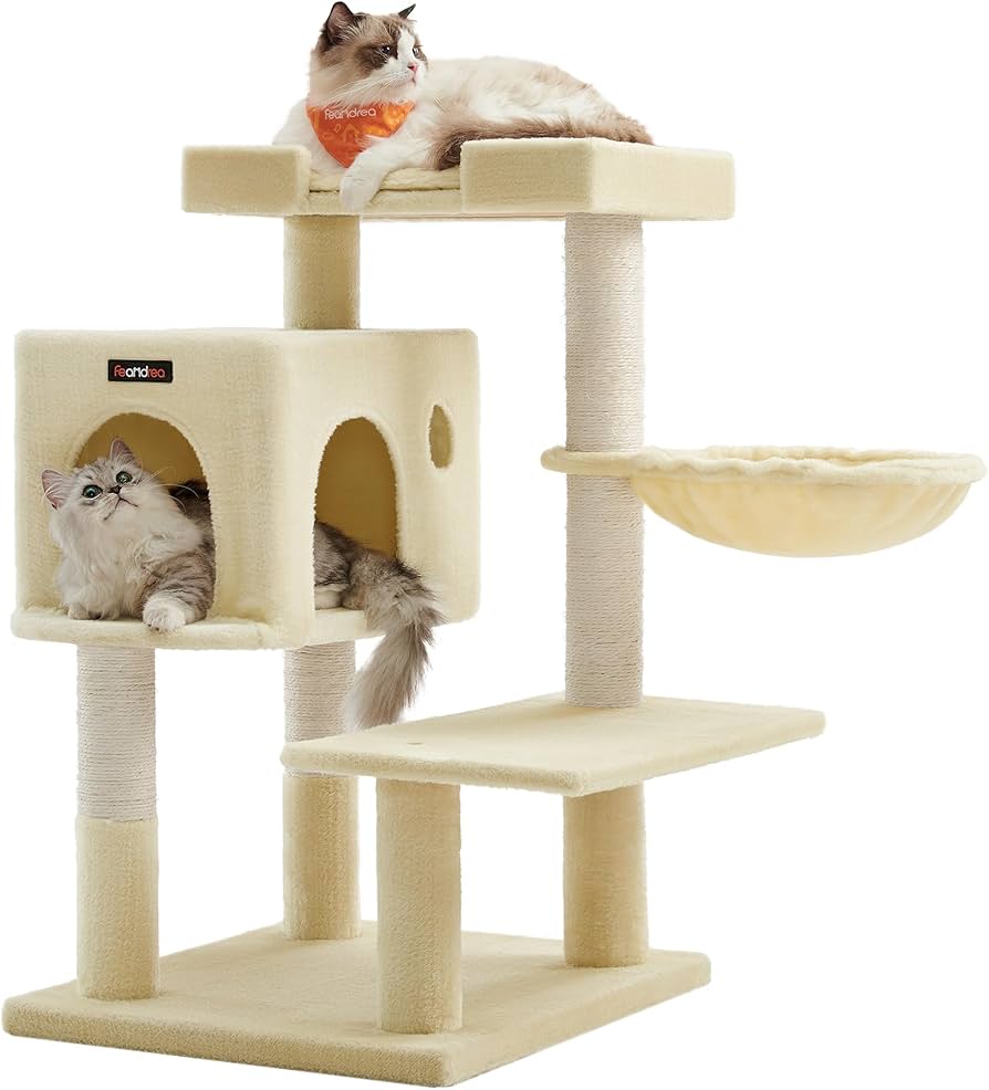 Amazon | FEANDREA キャットタワー据え置き 多頭飼い 大型猫用 大きい