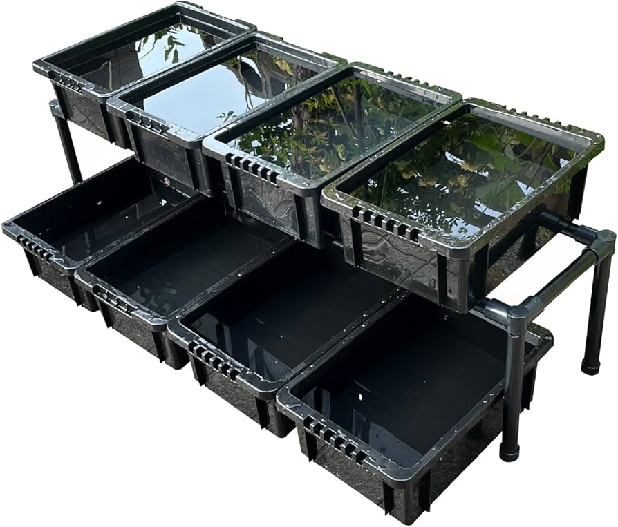 Amazon | おひさまめだか メダカ飼育ラック (黒, 1段8個置き) NVBOX13