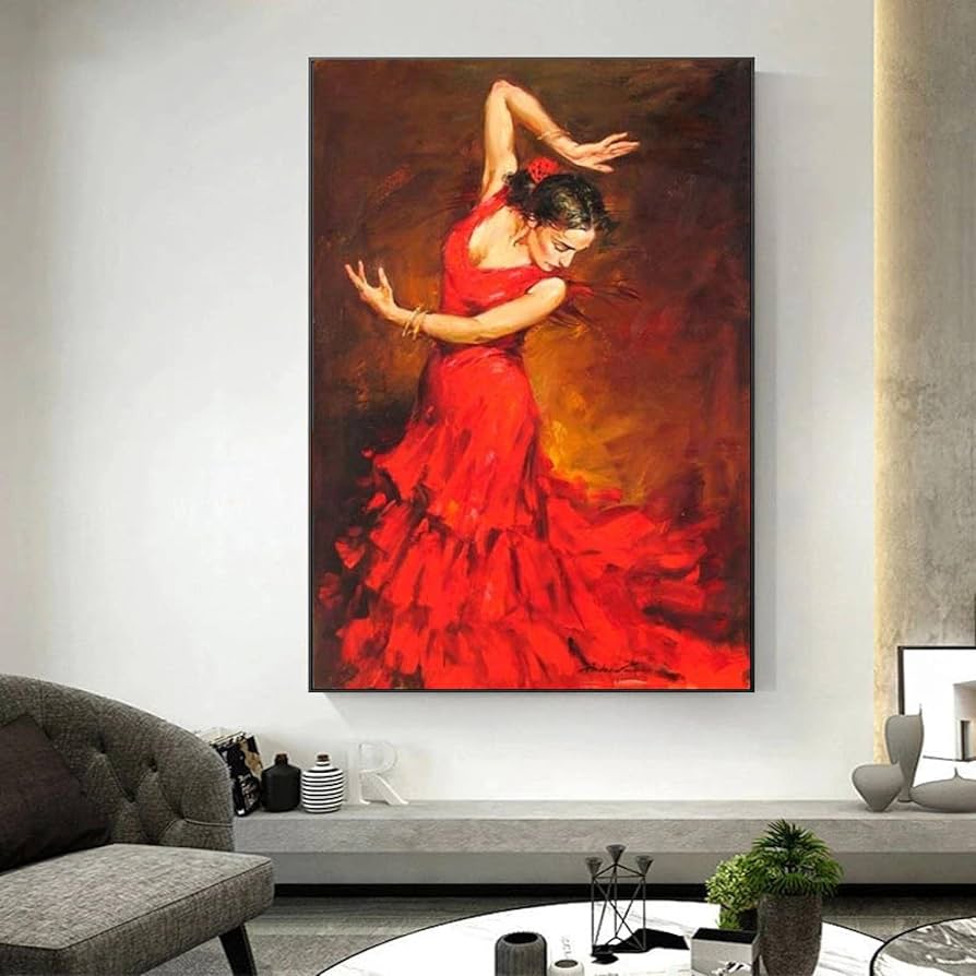 絵画 油彩画 油絵 「フラメンコ」(マドリッド)F3 菊地正則 美品 額付き