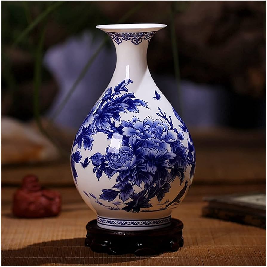 青花喜字觚花瓶 磁器 景徳鎮 置物 青花喜字觚花瓶 磁器 景徳鎮 置物 景