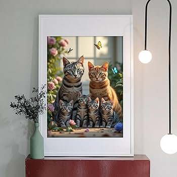 Amazon.com: TZTTZT Cats Family in Garden Setting Diamond Art Kits