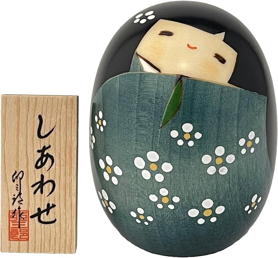 Amazon.co.jp: 卯三郎こけし 日本製 こけし幸せ（大・グリーン） 24