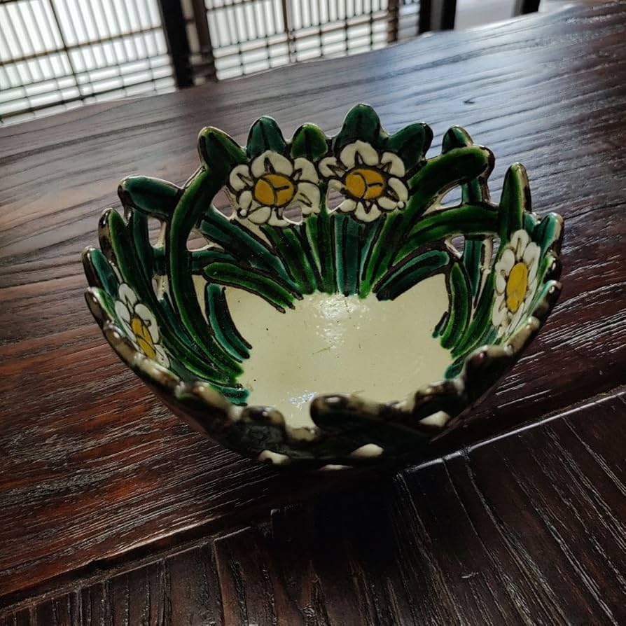 乾山写し透かし鉢水仙 乾山写し透かし鉢水仙 乾山写し透かし鉢水仙