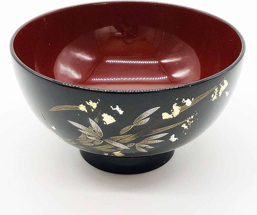 Amazon.co.jp: 大藤漆器店 輪島塗 夫婦汁椀 黒内朱・朱 蘭沈金 WA10-2