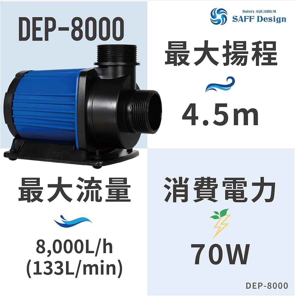 Amazon.co.jp: HSBAO DEP-8000 吐出量8000L/H (毎分133L) 揚程4.5m DC