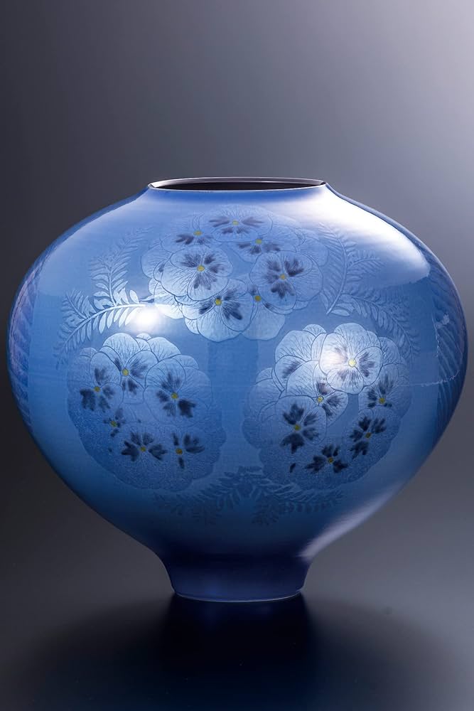 中田一於 釉裏銀彩 花生 淡青 九谷焼 匿名配送 Amazon.co.jp: 作家 中田