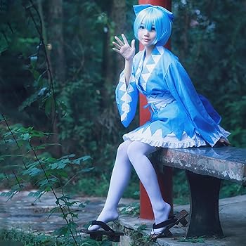 Amazon.co.jp: [milky time] ウィッグ付き 東方 チルノ コスプレ 衣装