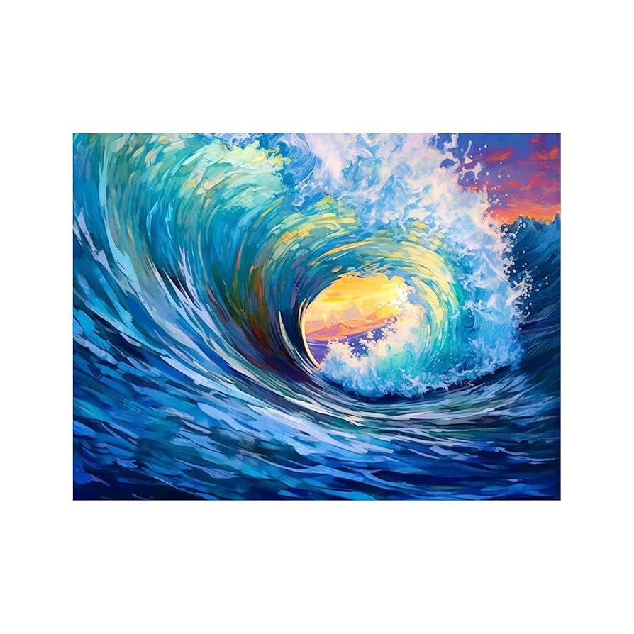 売却済み☆アクリル画 海 ビーチ 朝陽 朝焼け Beach Acrylic 売却済み