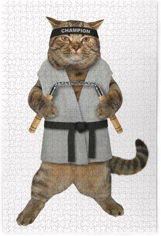 Amazon.co.jp: 1000ピース ジグソーパズル ヌンチャク 猫 先生 面白い