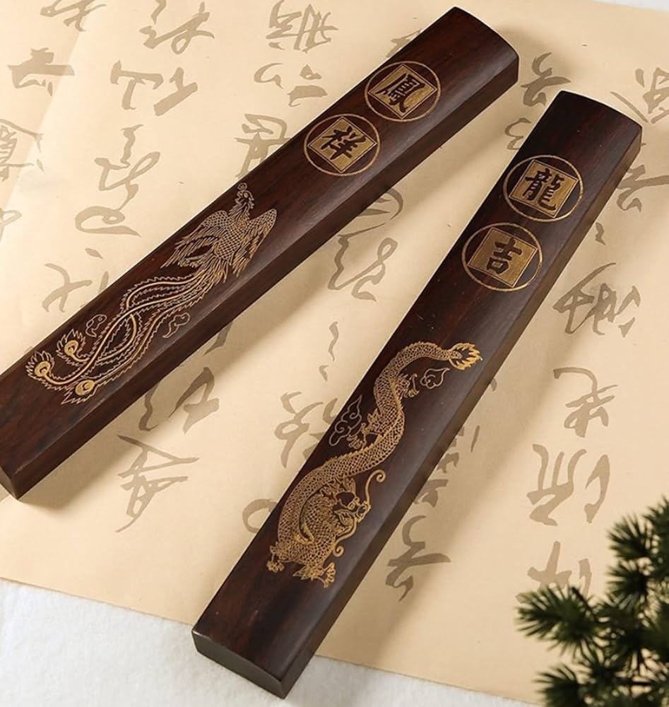 Amazon | 木製中国書道文鎮 - 木製文鎮 平文鎮 - 紙を押す、平らに保持