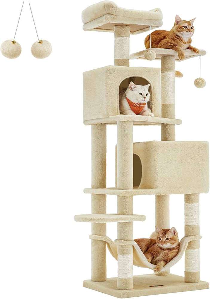 Amazon | FEANDREA キャットタワー 猫タワー スリム 大型猫 多頭飼い