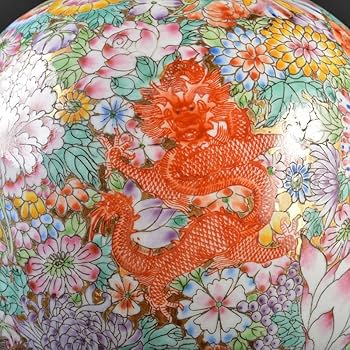 Amazon.co.jp: 中国 中国景徳鎮製款 薄胎 粉彩百花龍文瓶 梅瓶 F