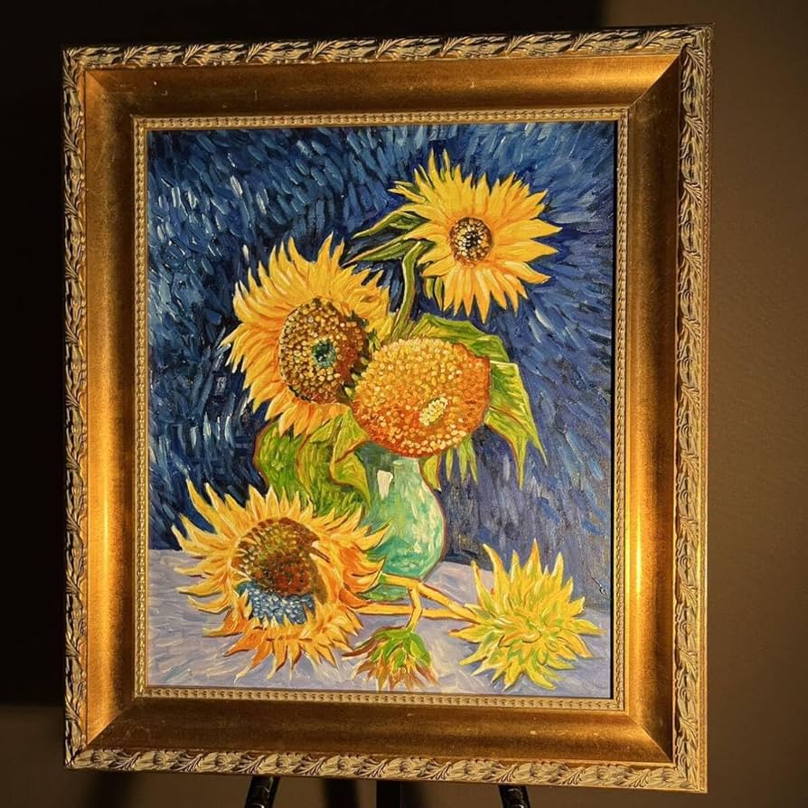 ゴッホ模写 油絵 額縁付き ひまわり 30×40cm インテリア絵画 ゴッホ