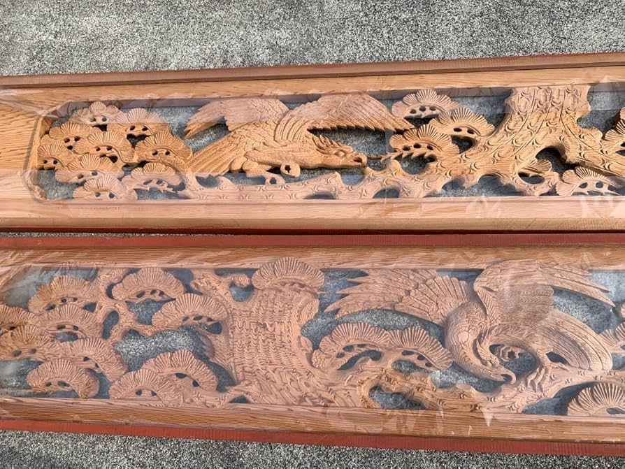 欄間（らんま） 木製彫刻パネル2枚セット ⭐︎ 欄間 和建具 建具 木彫