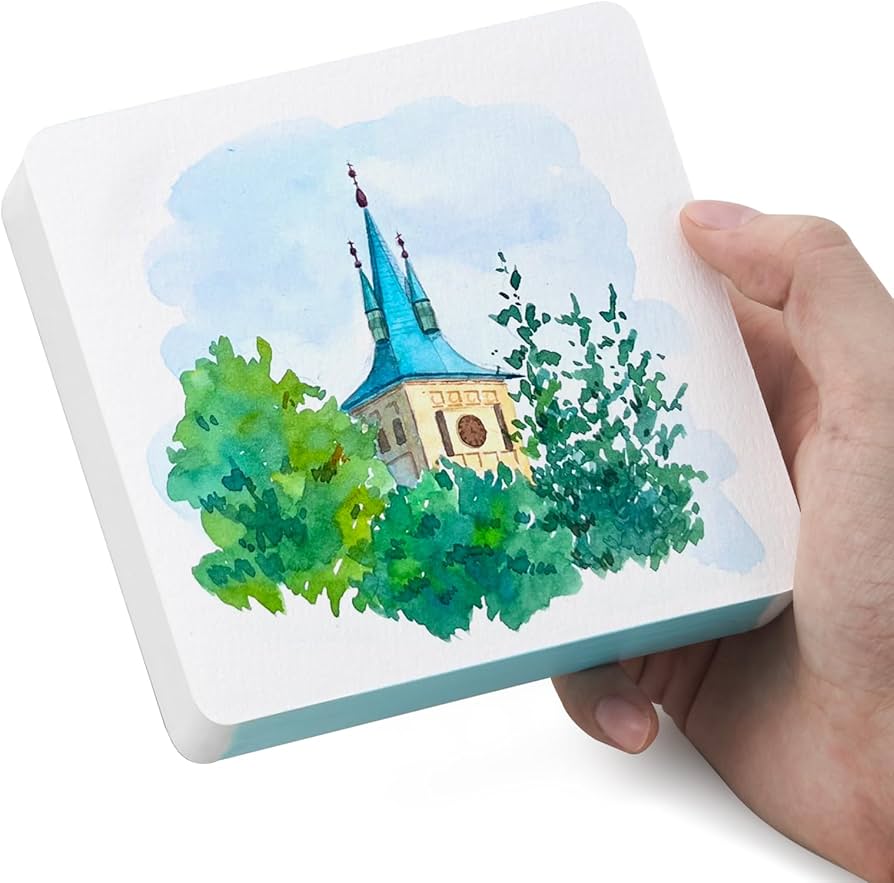 Amazon.co.jp: Lightwish ミニブロック型水彩紙 60枚 120×120mm 両面