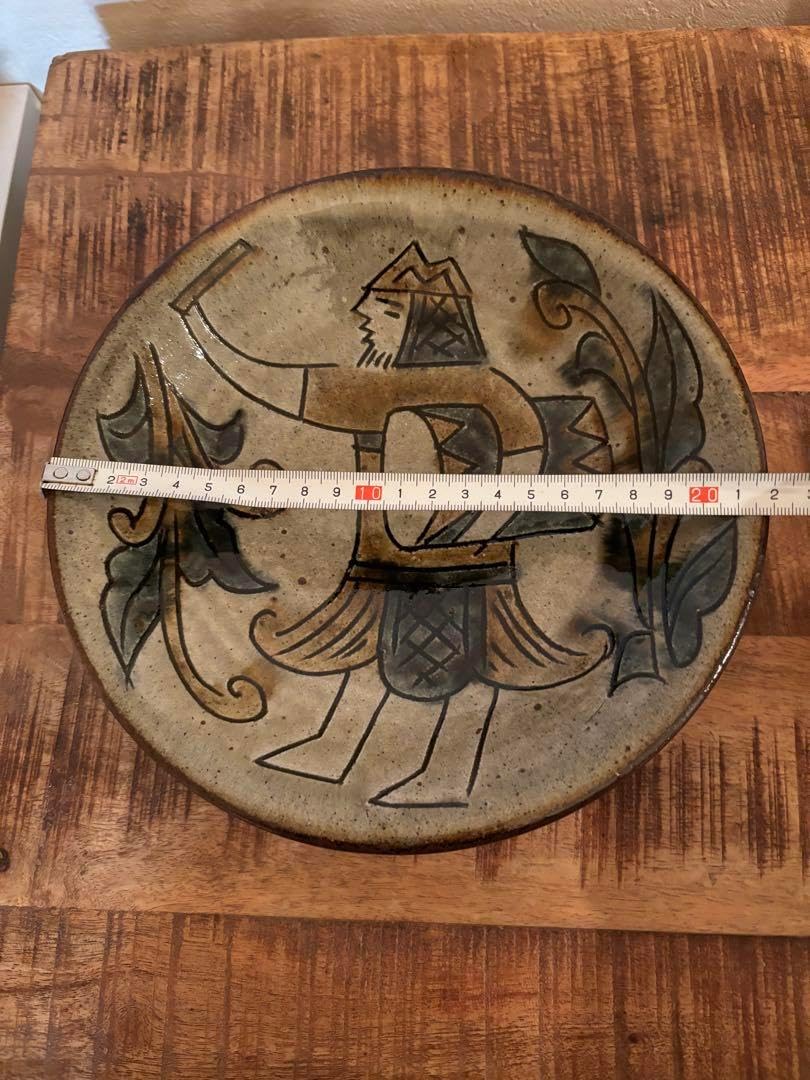 新品☆菅原謙☆やむちん絵皿 新品 菅原謙 10寸皿 やちむん