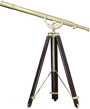 Amazon | 本物の手作り光沢真鍮望遠鏡 アンティーク木製三脚付き