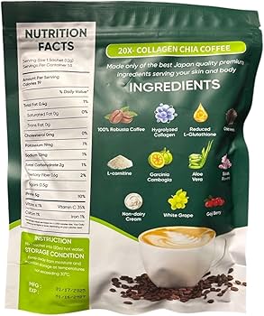 Amazon.com : FIT GUM 20X Collagen Chia Coffee - 11 in 1 Coffee Mix