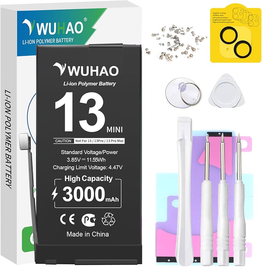 Amazon.com: WUHAO for iPhone 13 Mini Battery, [Upgraded] 3000mAh