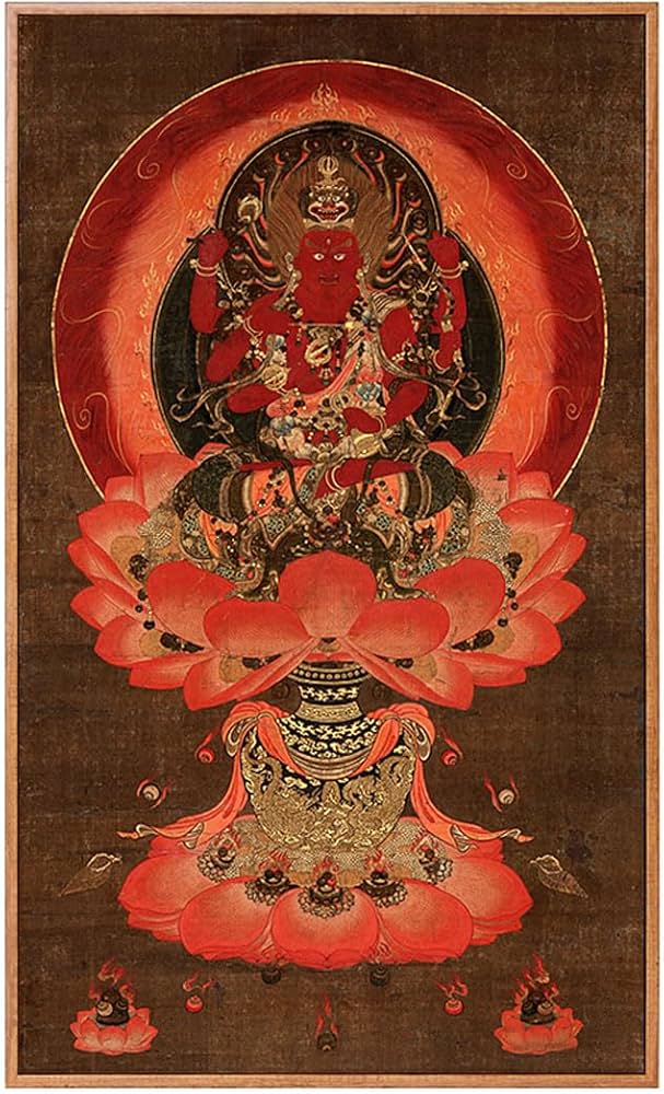 Amazon｜仏画 愛染明王像 彩色（愛染明王 仏像ー版画）＿仏像 アート