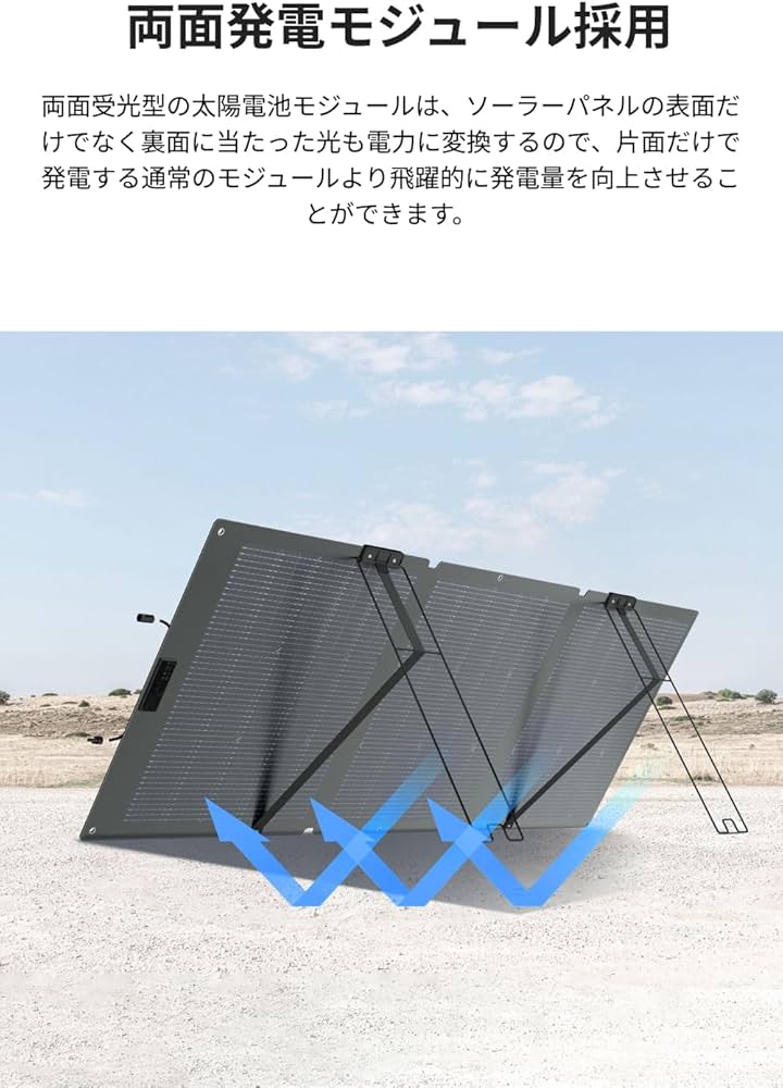 Amazon | ECOFLOW 160W 両面ソーラーパネル Gen2 高出力 両面受光型