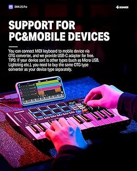 Amazon.com: Donner DMK25 Pro MIDI Keyboard Controller, 25 Mini Key