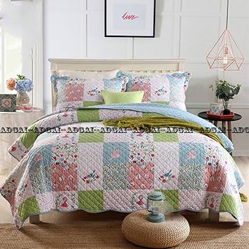 Amazon.co.jp: 3 ピース キングサイズ パッチワーク キルト ベッド