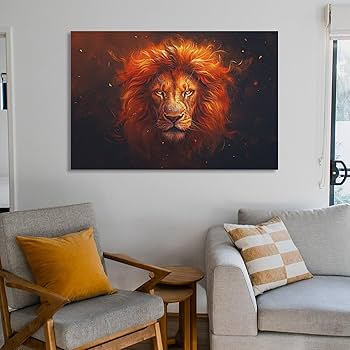 Amazon.co.jp: 絵画 ライオンの視線 アートパネル ポスター 超リアルな