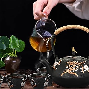 Amazon.com | Dyna-Living Cast Iron Teapot 1200ml/40.6oz Japanese