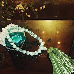 Amazon.co.jp: theory xyz 糸魚川翡翠 数珠 12mm玉 片手念珠 鮮緑模様