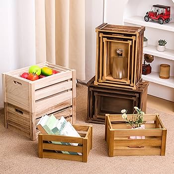 Amazon｜MJKQ9 収納ボックス 木製 ふた付き 引き出し 36*26*18cm 収納