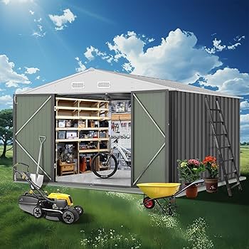 Amazon.com : 10 x 8 ft Outdoor Storage Shed, Large Metal Storage