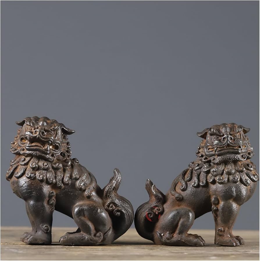 Amazon.co.jp: 狛犬 獅子 一対 シーサー 置物 玄関 風水グッズ 厄除け