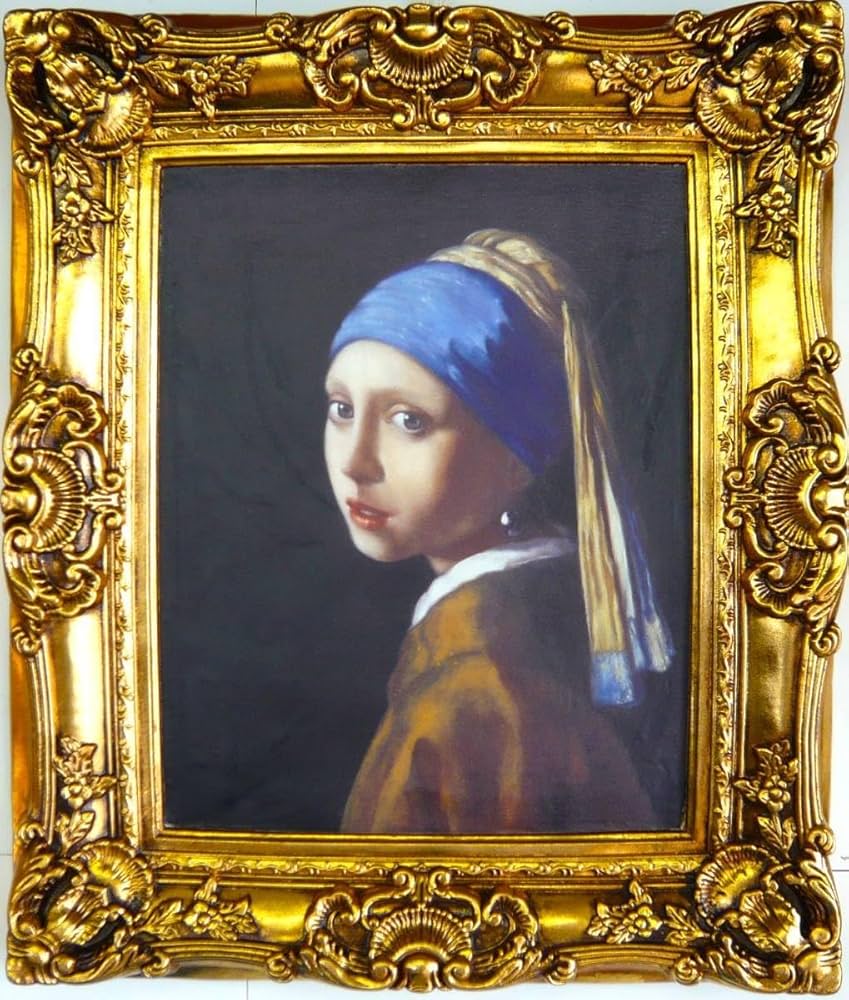 フェルメール 「真珠の耳飾りの少女」キャンバスにジクレー 複製画 額