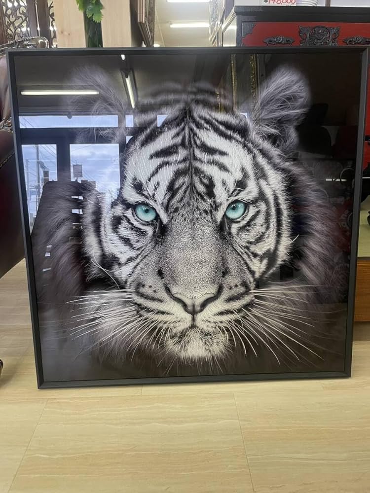 ガラスアートパネル タイガー 虎 トラ 寅 絵画 額縁 アートフレーム