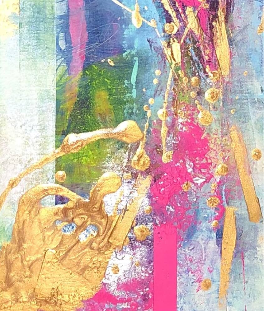 抽象画現代アート「彩-41」F4号油彩の抽象画、木製フレーム付き