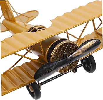 レトロな 金属製 飛行機模型 二重翼デザイン レトロな 金属製 飛行機模型
