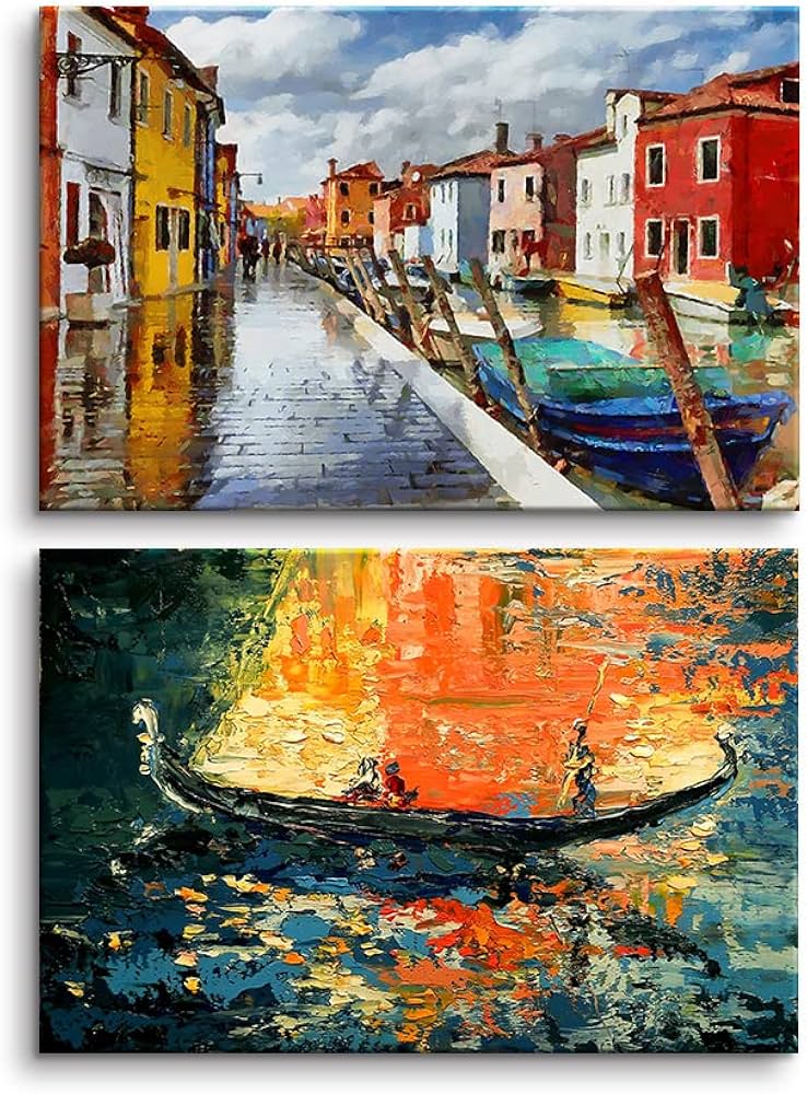 抽象画 自然風景 2点セット