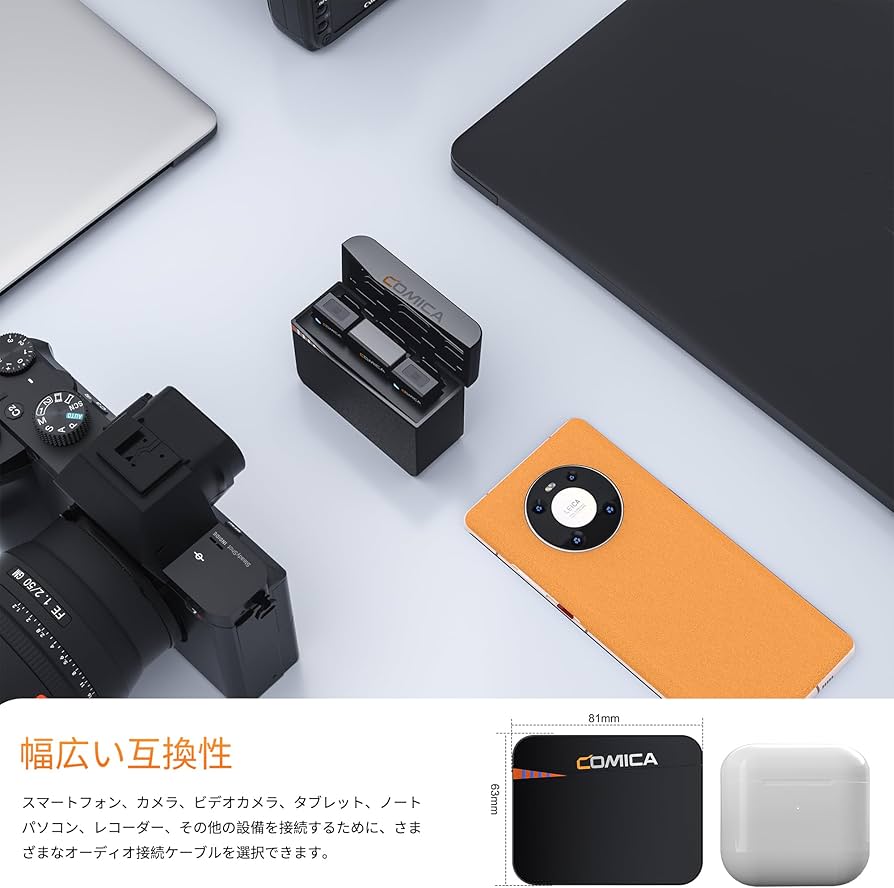 Amazon | comica Vimo C3 ワイヤレスピンマイク 200M伝送距離 送信機2