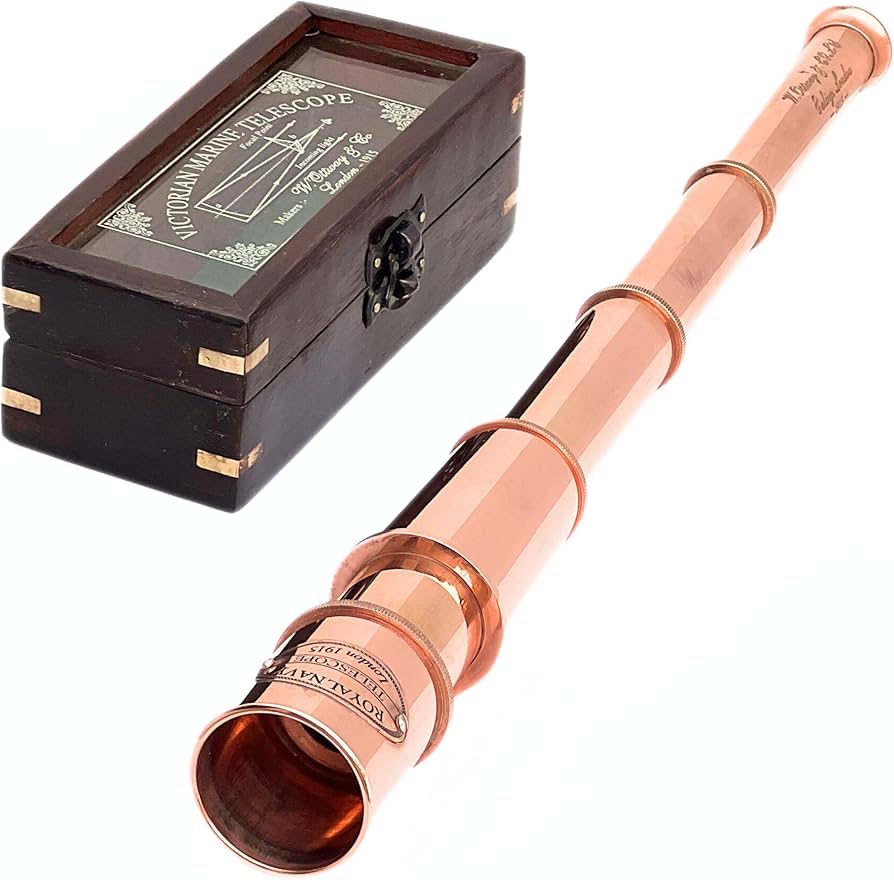 Amazon.com : Vintage 1915 Copper Marine Telescope with Wooden Box