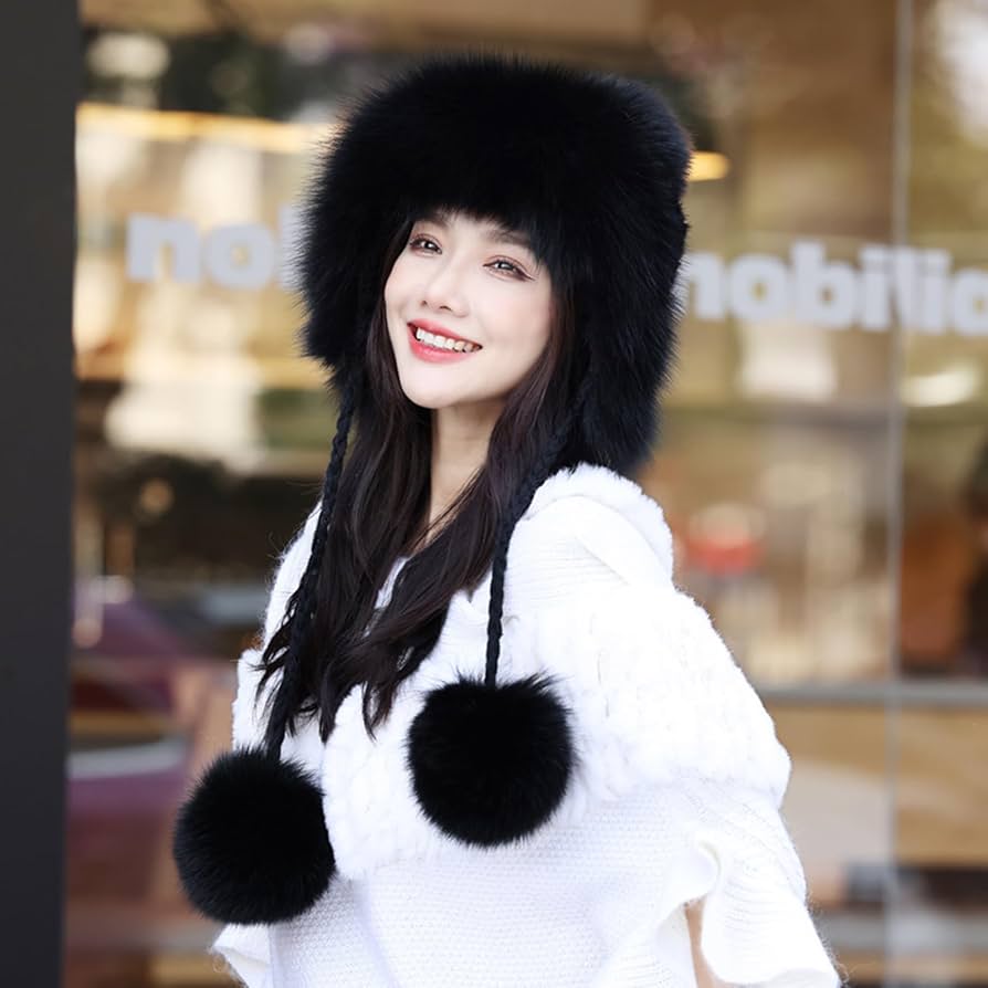 Amazon.co.jp: ミンクファー帽子 ク帽子 編み込み帽子 編み込みハット