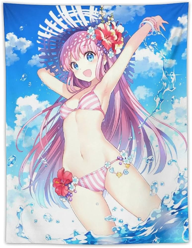 Amazon.co.jp: タペストリー 可愛い キャラクター柄 女の子 海 夏 水着