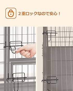 Amazon.co.jp: FEANDREA 犬 ケージ 大型犬用 ダブルドア付き トレー