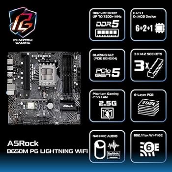 Amazon.com: ASRock B650M PG Lightning WiFi 6E AMD Ryzen 9000/8000