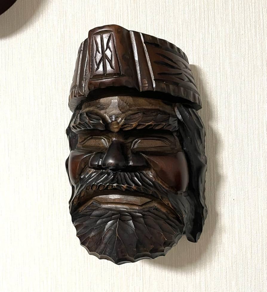 Amazon.co.jp: アイヌ民族無垢木木製木彫り彫刻オブジェ壁掛け置物伝統