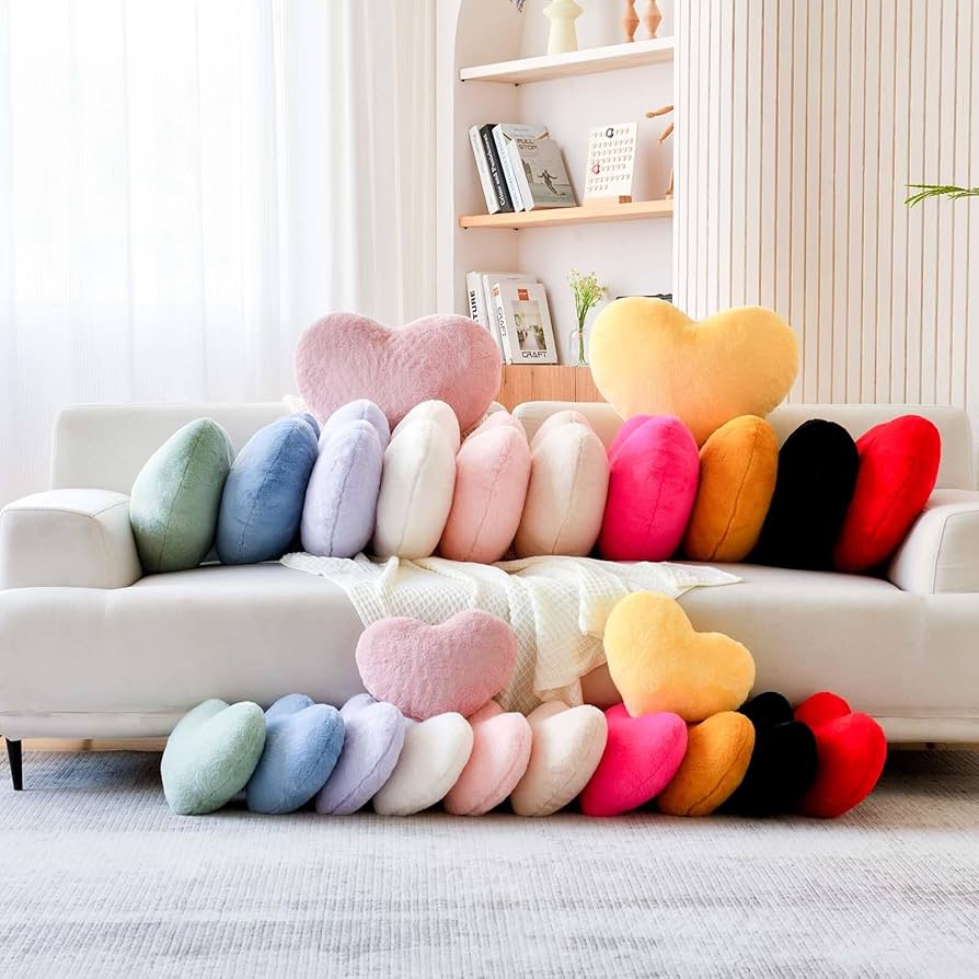 Amazon.co.jp: XVTRU ダスティブルーハートピロー、かわいいハート装飾