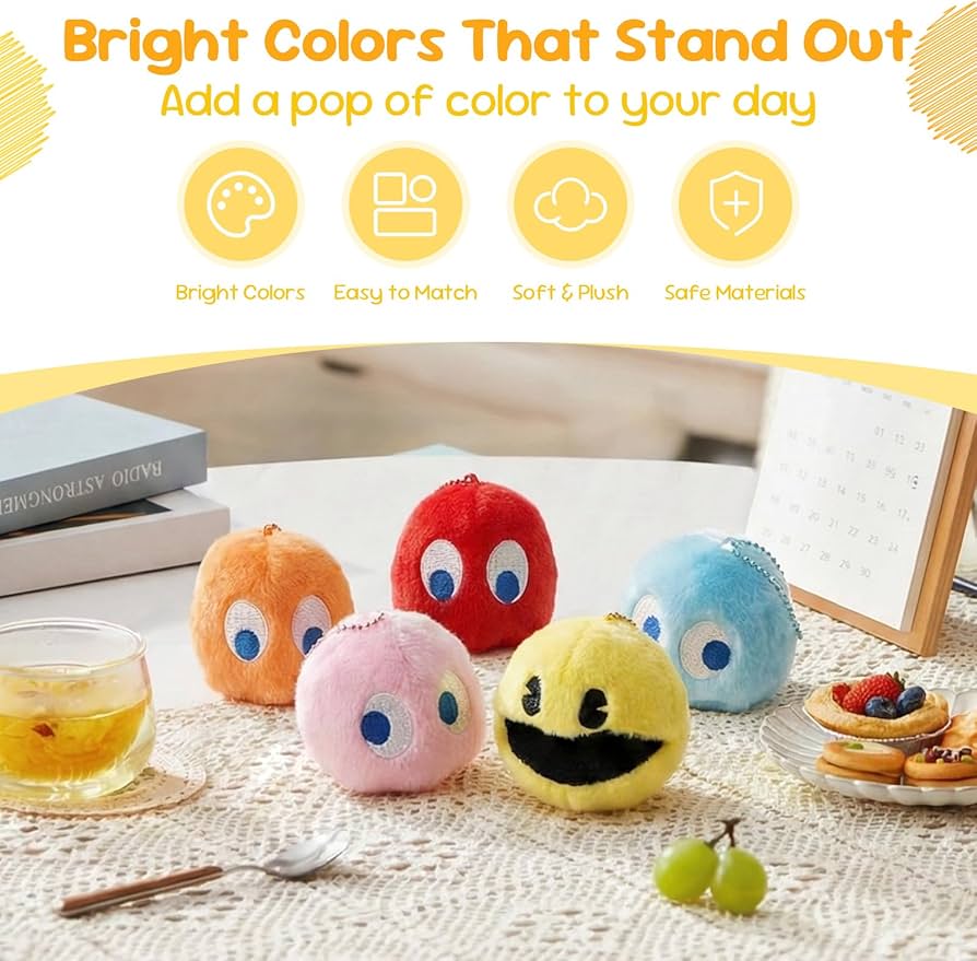 Amazon.co.jp: パックマン ぬいぐるみ キーホルダー 5個セット とても