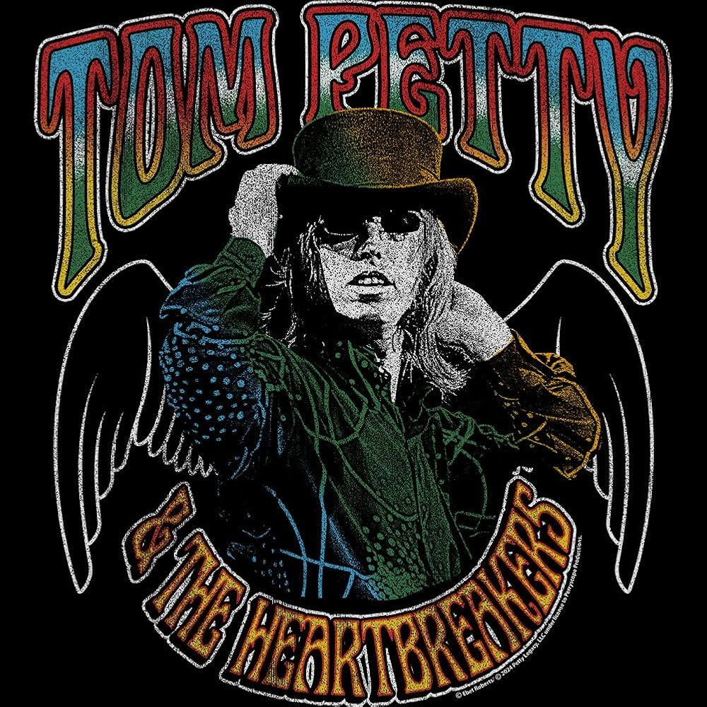 Tom Petty & The Heartbreakers Tom with Wings Adult Black Short