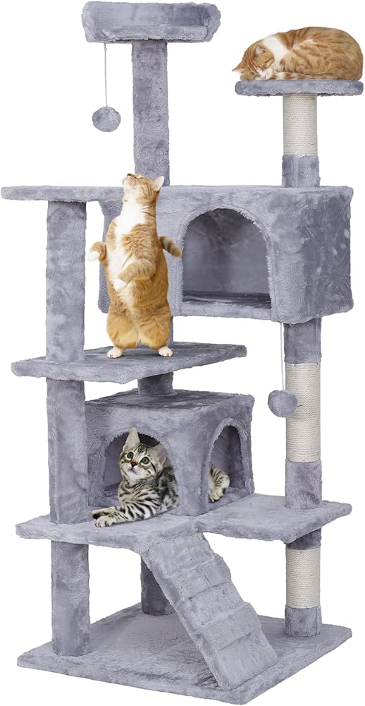 Amazon | SUPER DEAL キャットタワー 人気 スリム 据え置き 猫タワー